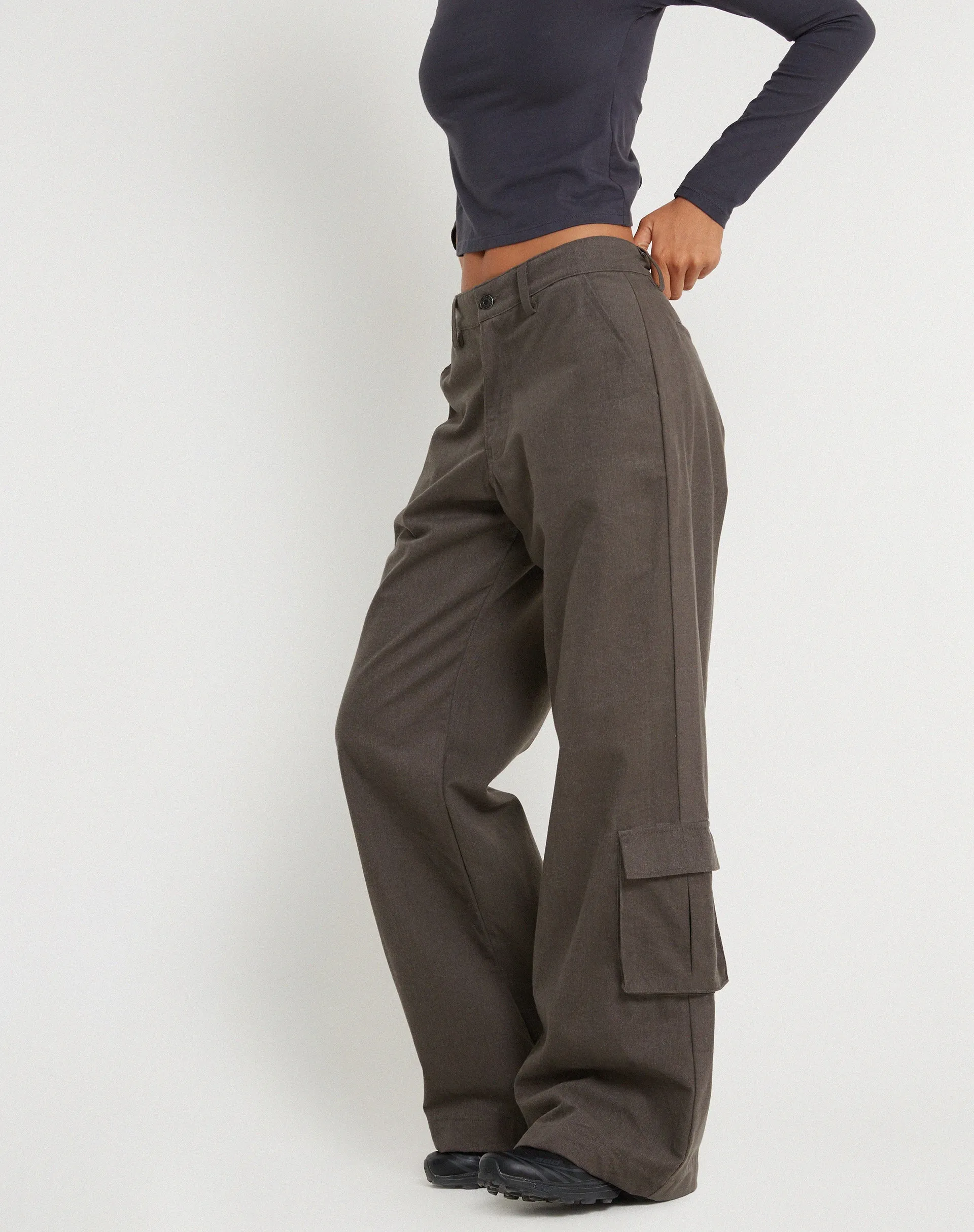Shan Wide Leg Trouser in Dark Grey