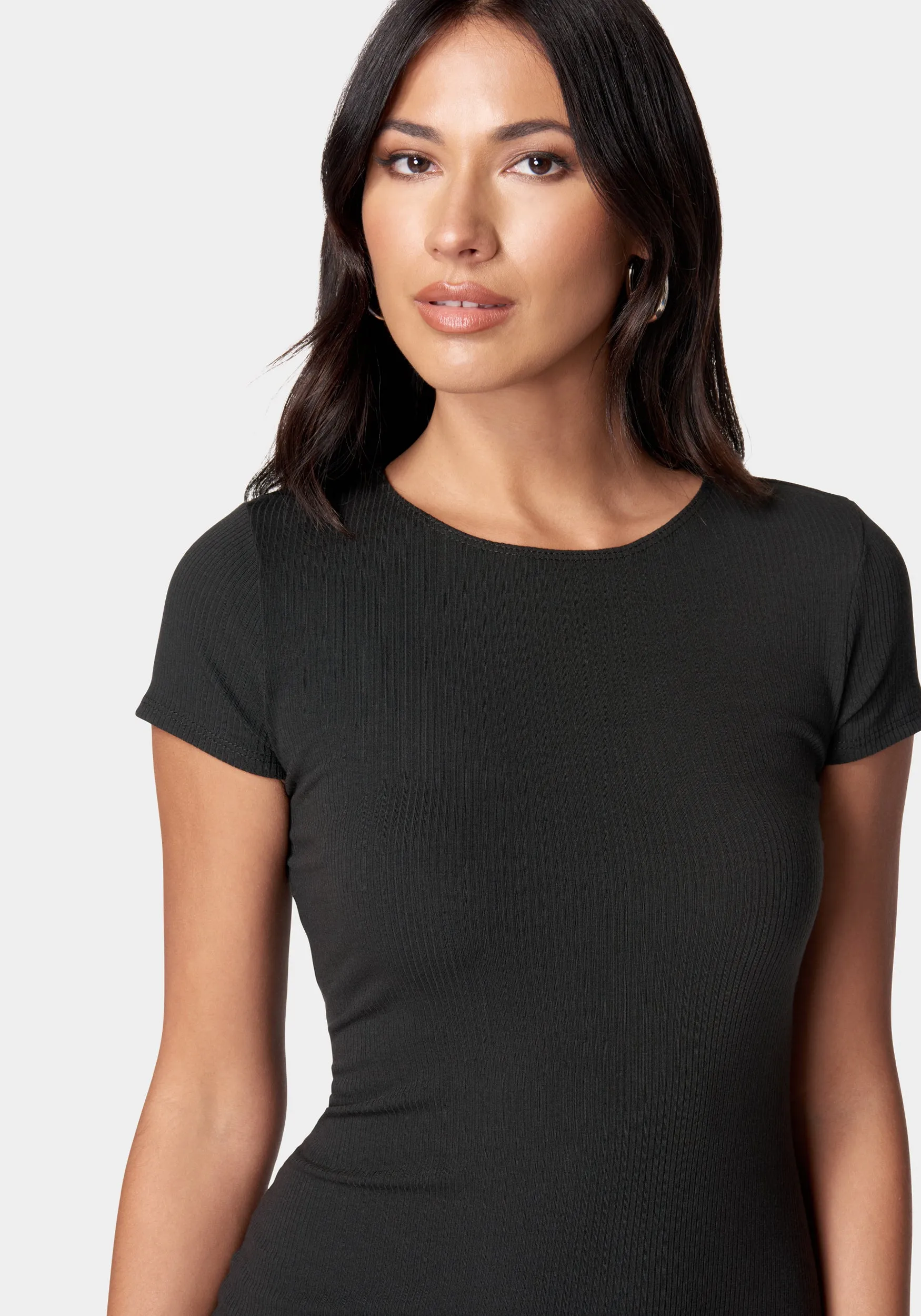 Short Sleeve Midi Rib T-Shirt Dress