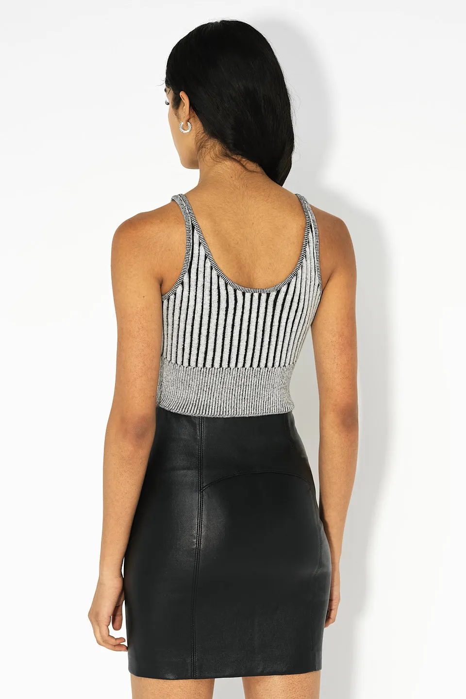 Silk Cotton Rib Tank / Charcoal