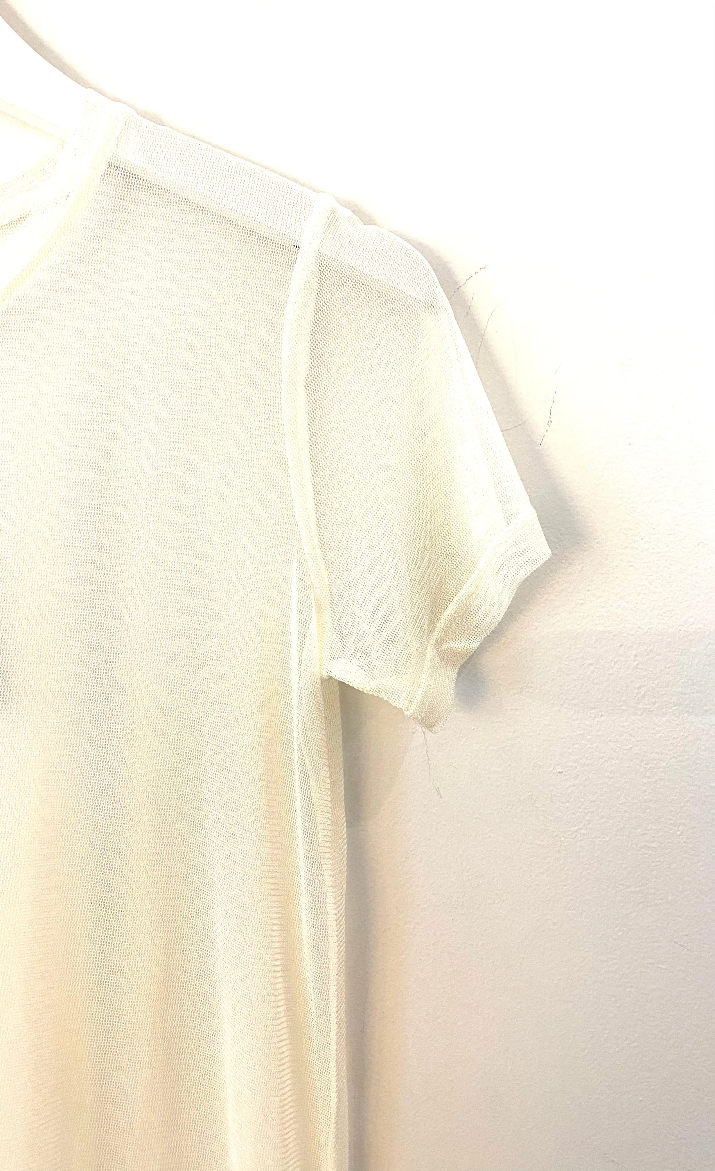 Silk Tulle Creme Boyfriend Top