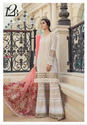 Skin Sequence work Lawn dress with Floral pink Dupatta - L1161