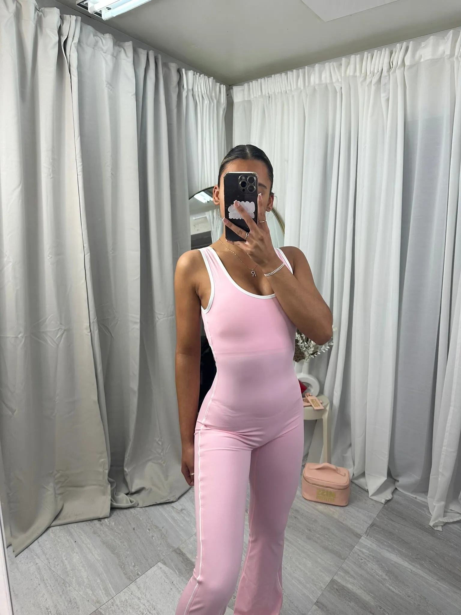 Sleeveless contrast pin stripe jumpsuit with scrunch  bum
