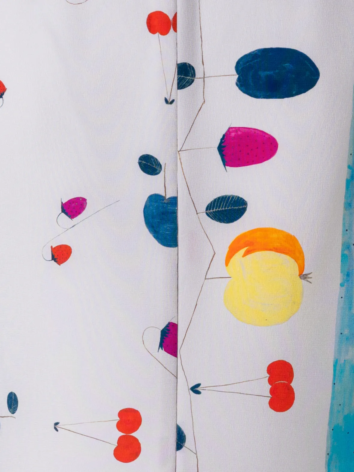 Sleeveless Silk Crêpe Blouse with Fruits Print
