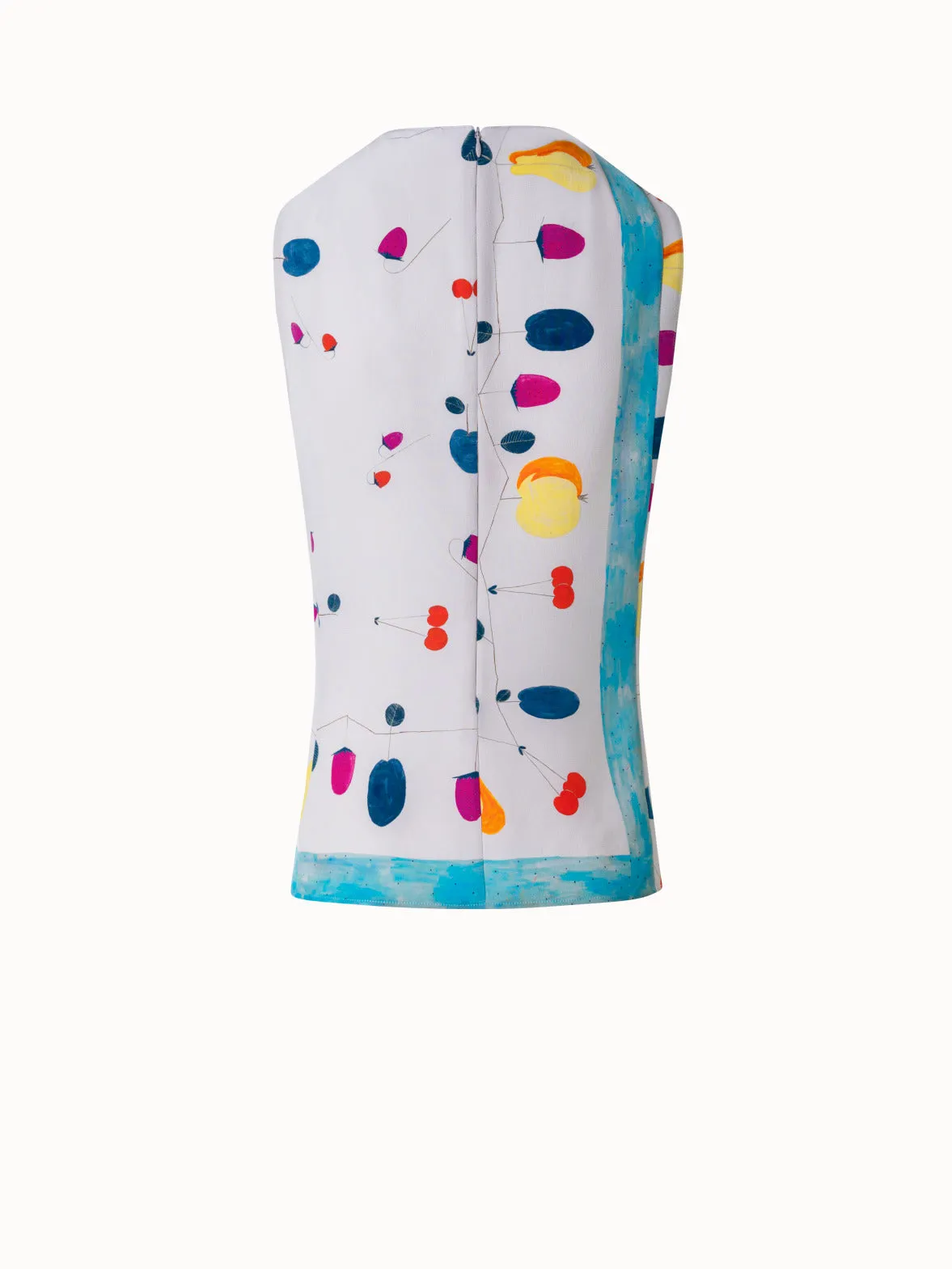 Sleeveless Silk Crêpe Blouse with Fruits Print