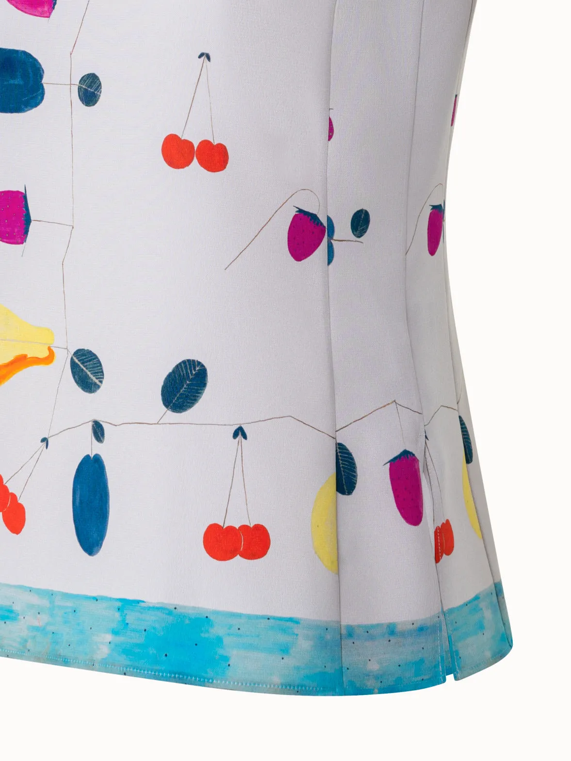 Sleeveless Silk Crêpe Blouse with Fruits Print