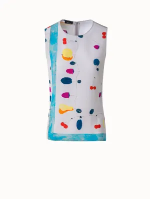 Sleeveless Silk Crêpe Blouse with Fruits Print