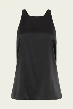 Soft Silk Suspender Top in Black