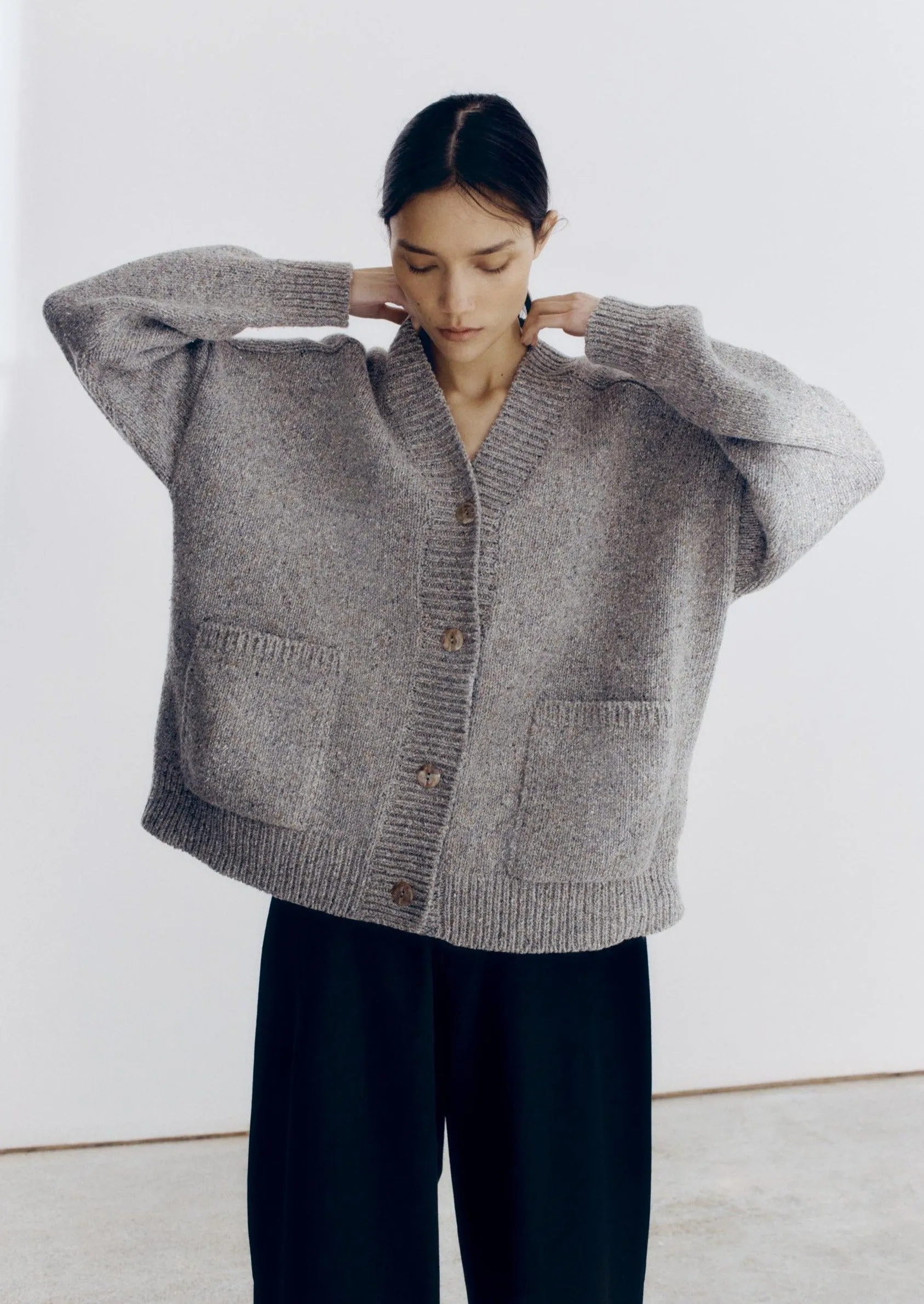 Soft Wool Cardigan, Grey