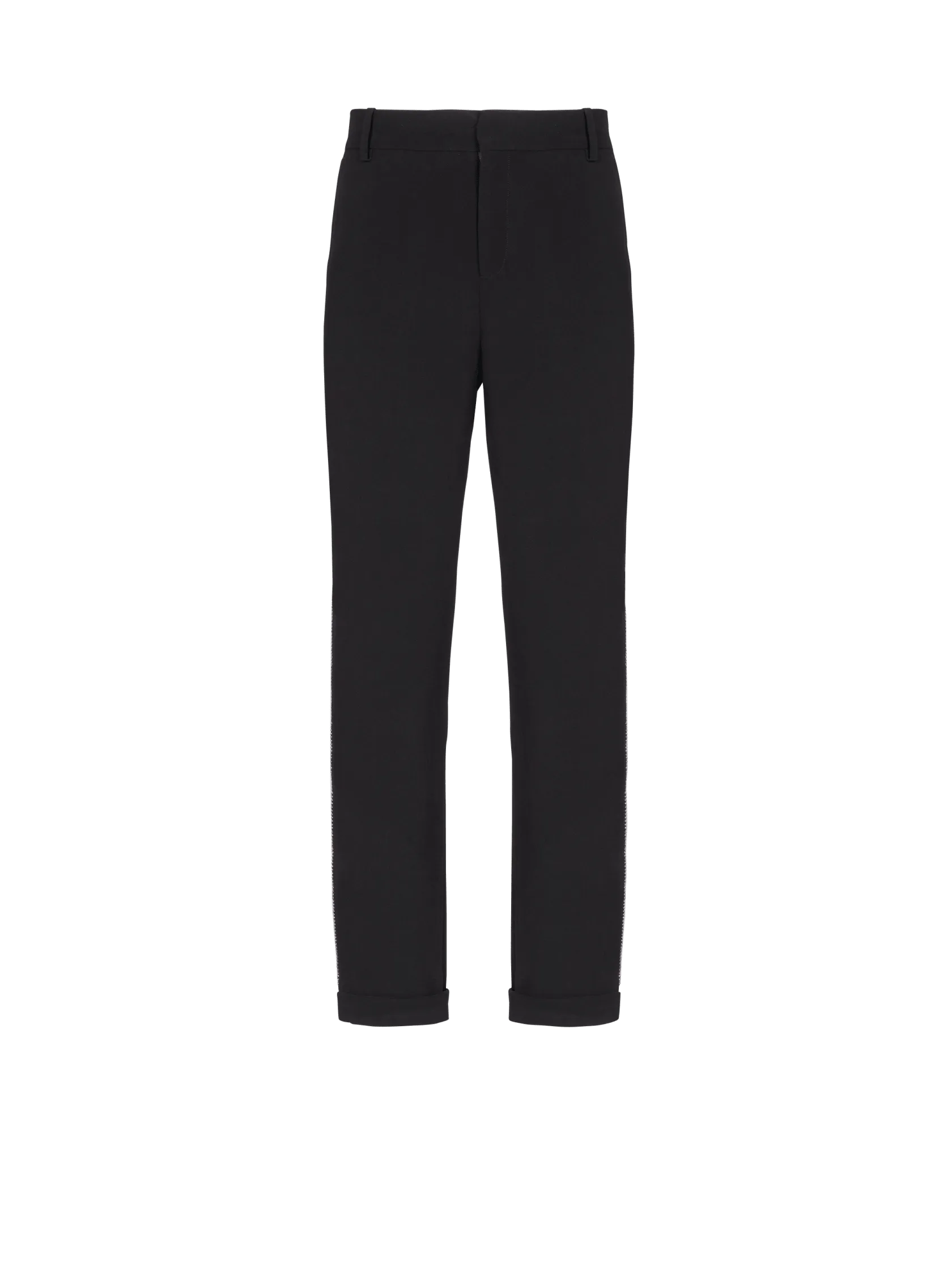 Straight-leg crystal-embroidered trousers