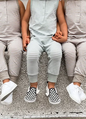STRIPE TANK ROMPER - SEA GLASS
