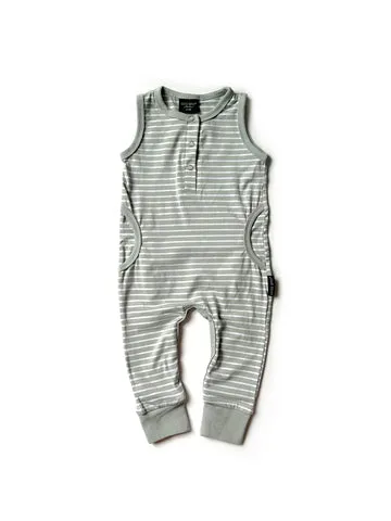 STRIPE TANK ROMPER - SEA GLASS