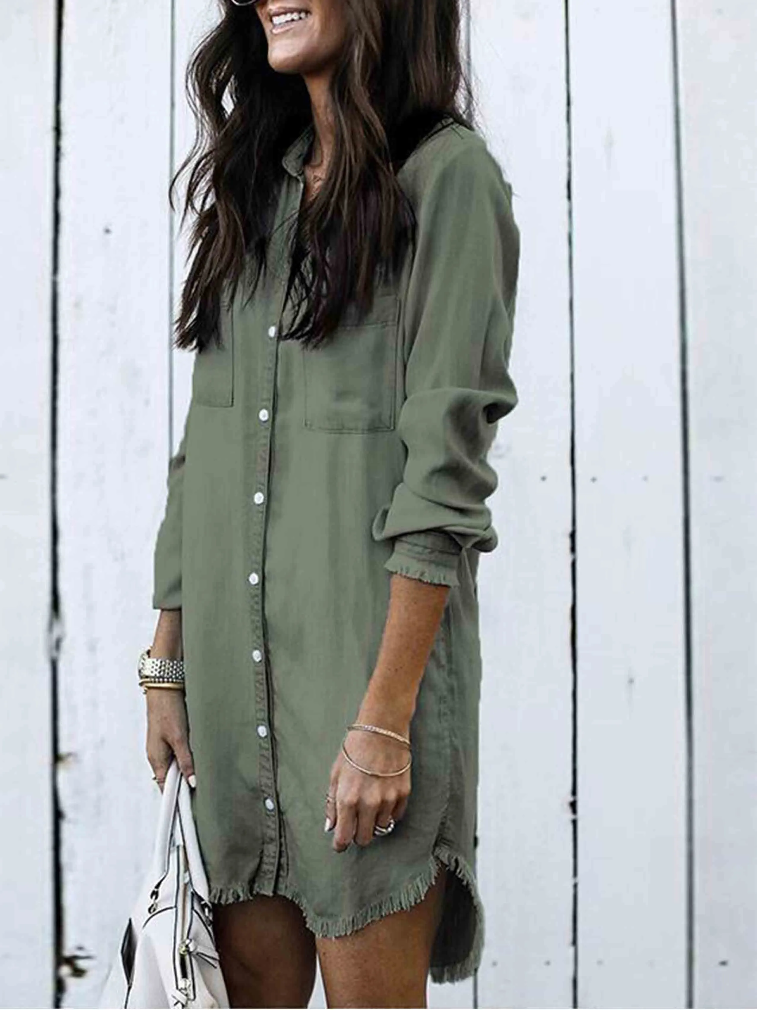 Stunncal  Hot Sexy Denim Shirt Dress