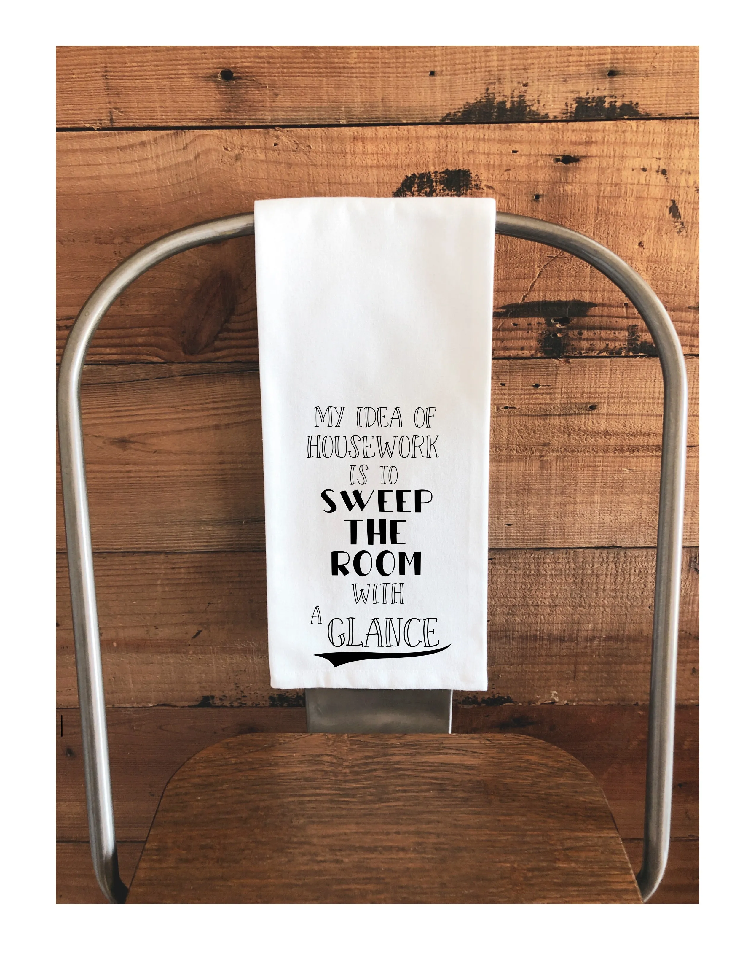 sweep the room - humorous tea kitchen towel LG