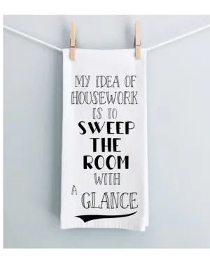 sweep the room - humorous tea kitchen towel LG