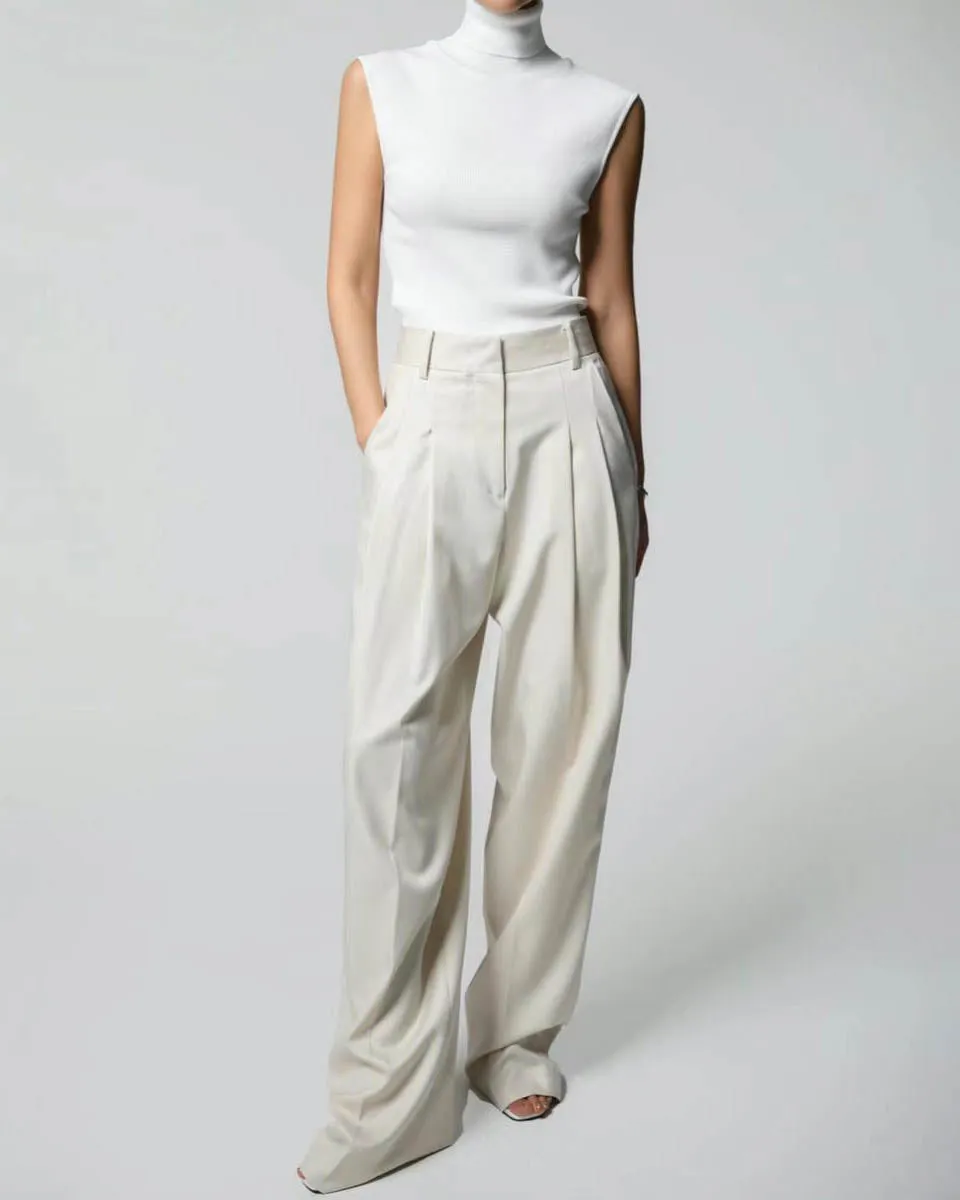 TAMSIN PLEATED TROUSERS IVORY
