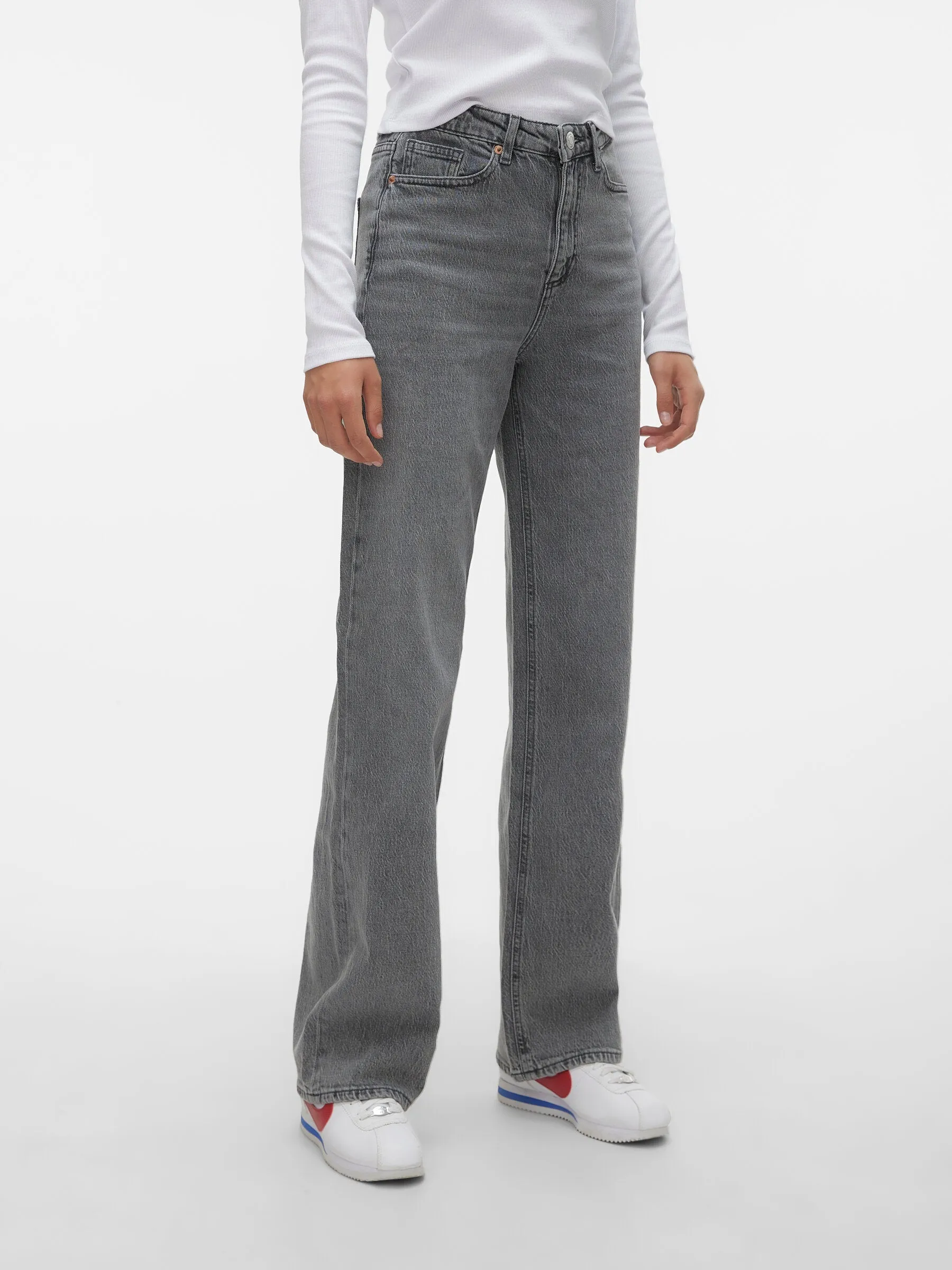 Tessa Medium Grey High Rise Wide Leg Jeans