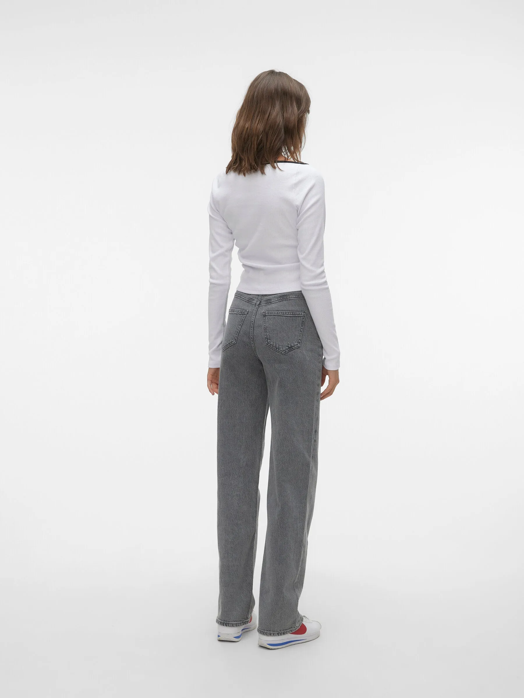 Tessa Medium Grey High Rise Wide Leg Jeans
