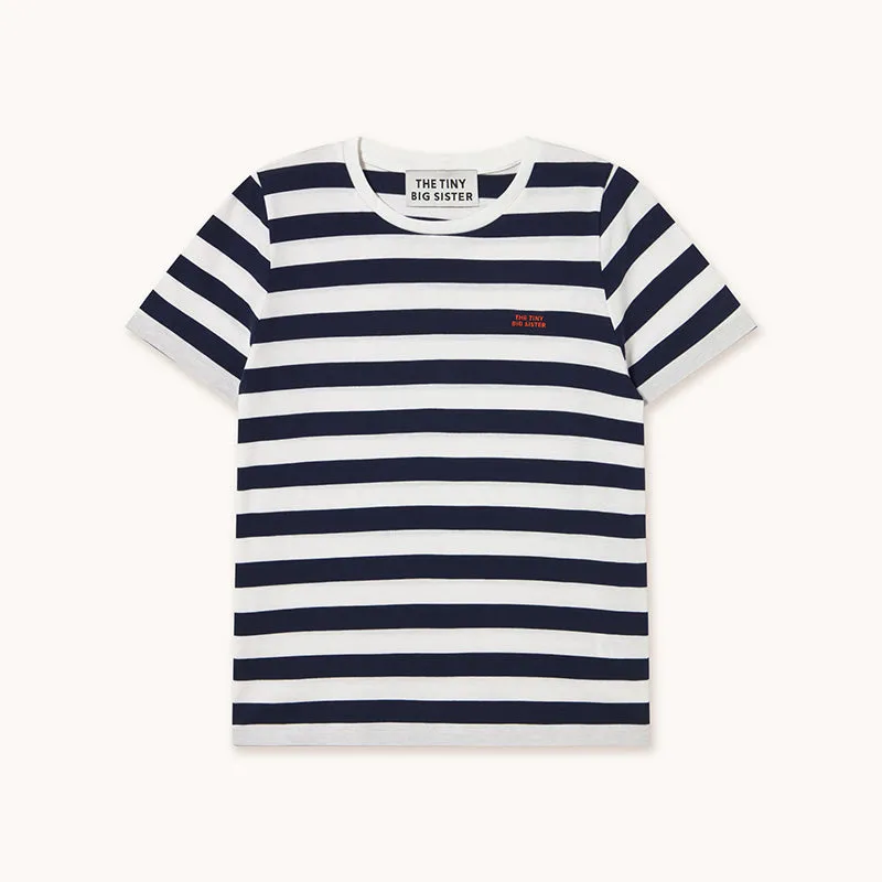 The Tiny Big Sister - Striped tee - off white / navy blue