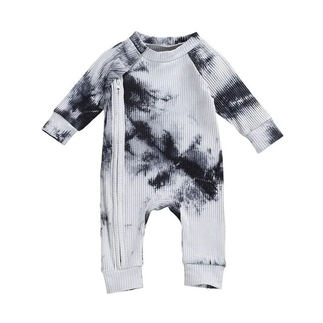 Tie Dye Long Sleeve Zipper Jumpsuits