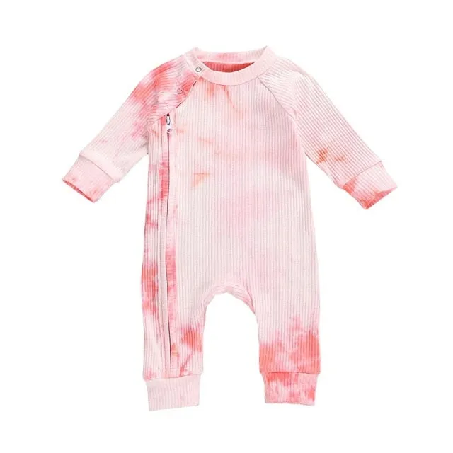 Tie Dye Long Sleeve Zipper Jumpsuits