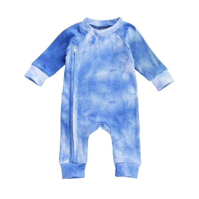 Tie Dye Long Sleeve Zipper Jumpsuits
