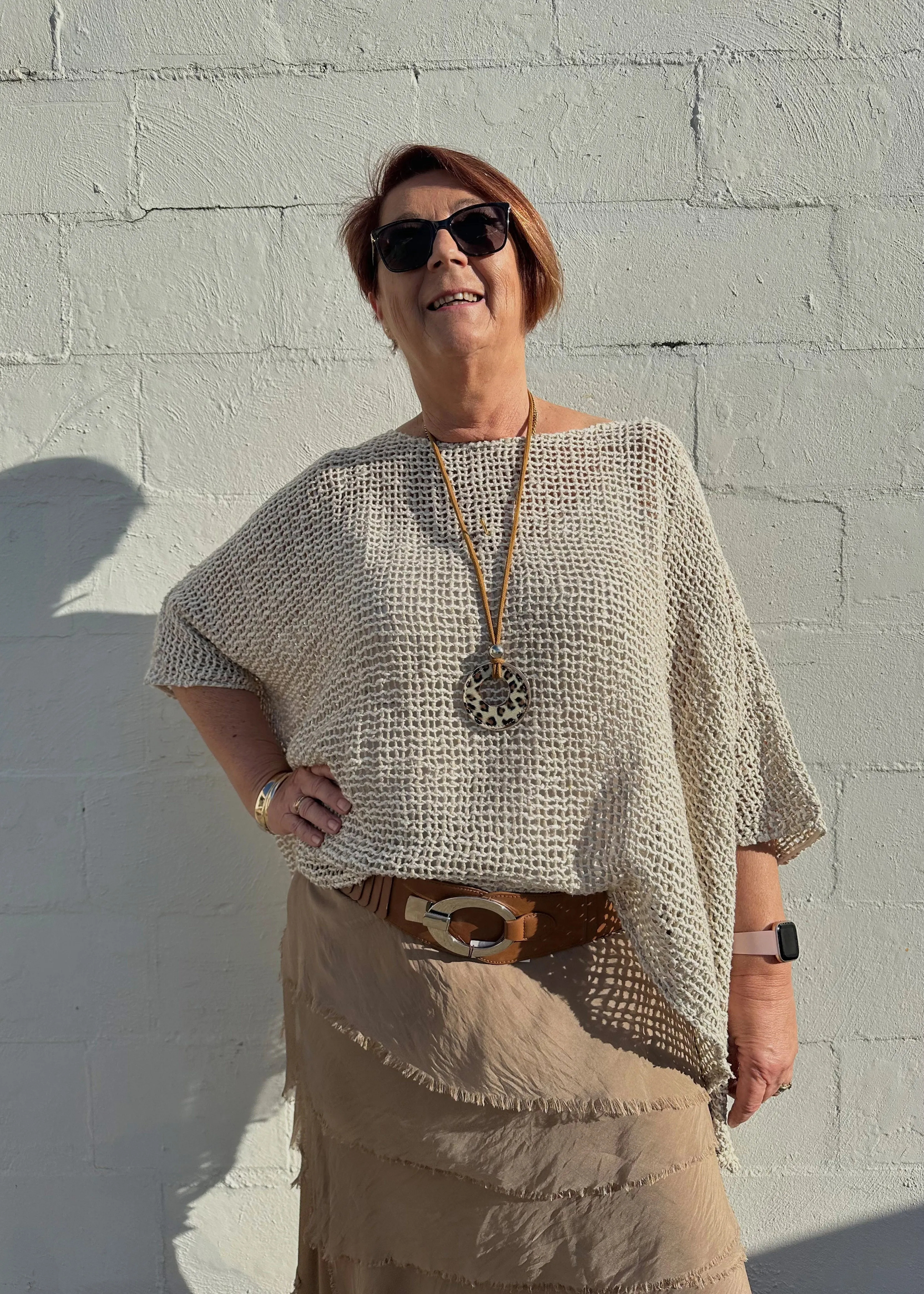 Tina Silk Top in Latte