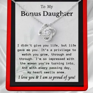 To My Bonus Daughter - Sterling Silver Love Knot Necklace