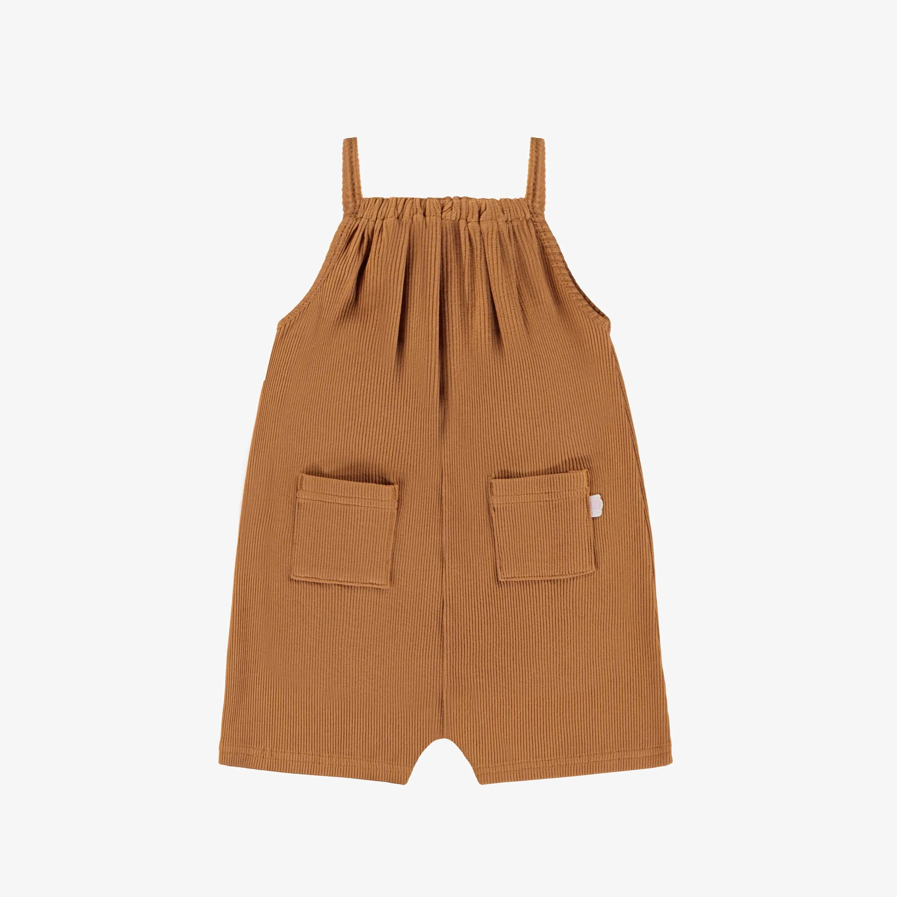 Une-pièce caramel à bretelles minces en tricot côtelé, bébé || Caramel one-piece with thin straps in cotton rib, baby