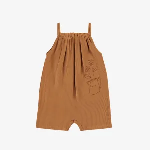 Une-pièce caramel à bretelles minces en tricot côtelé, bébé || Caramel one-piece with thin straps in cotton rib, baby