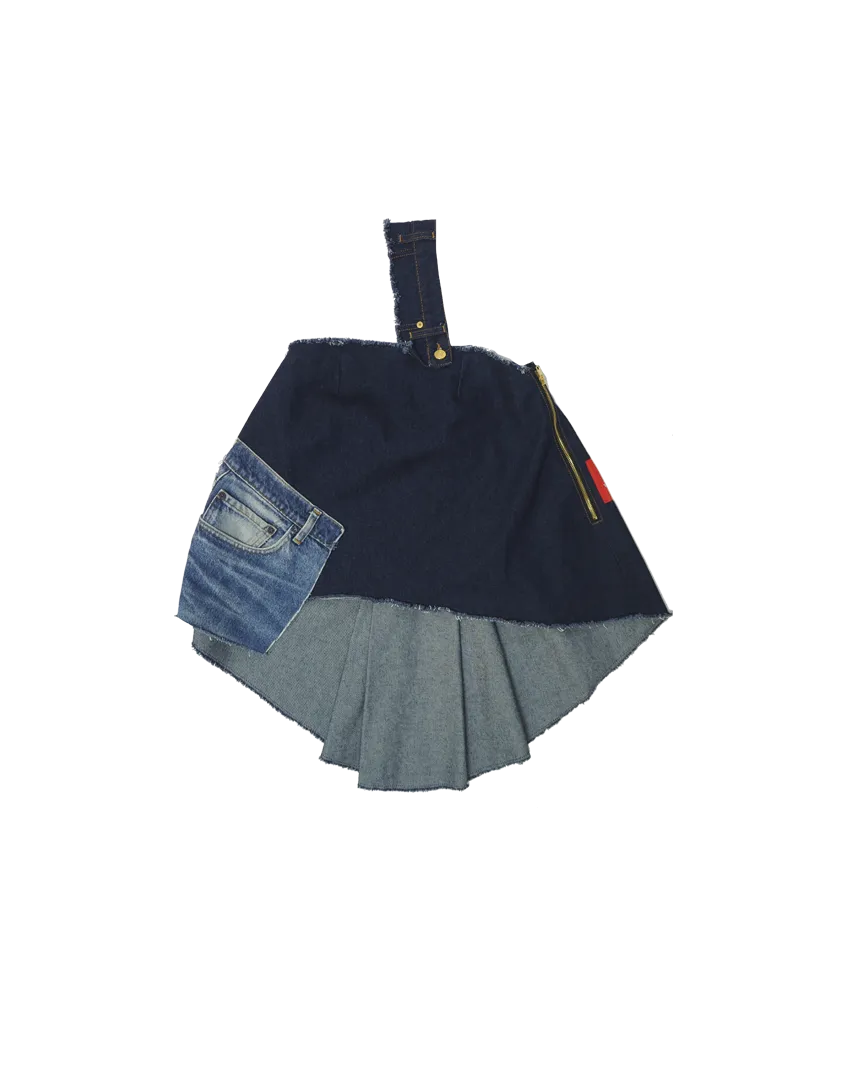 Upcycled Denim One Shoulder Top