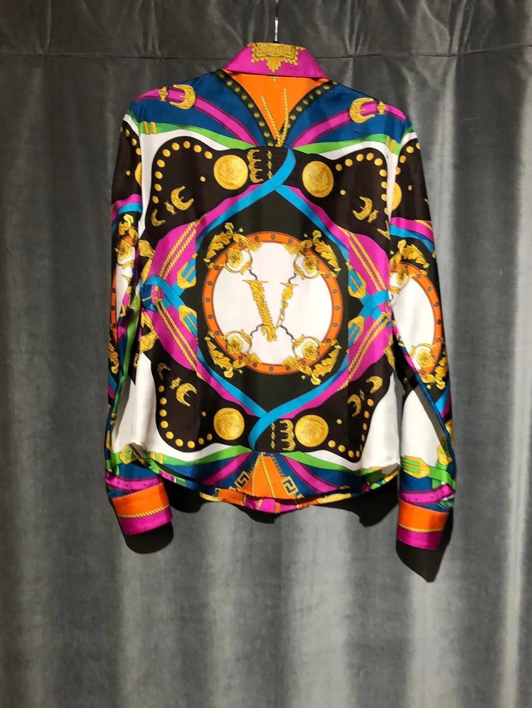 VERSACE Silk Formal Top Collared Button Down Blouse