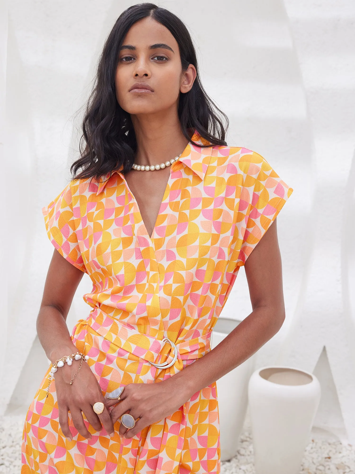 Vertex Geometric Shirt Dress - Multicolor