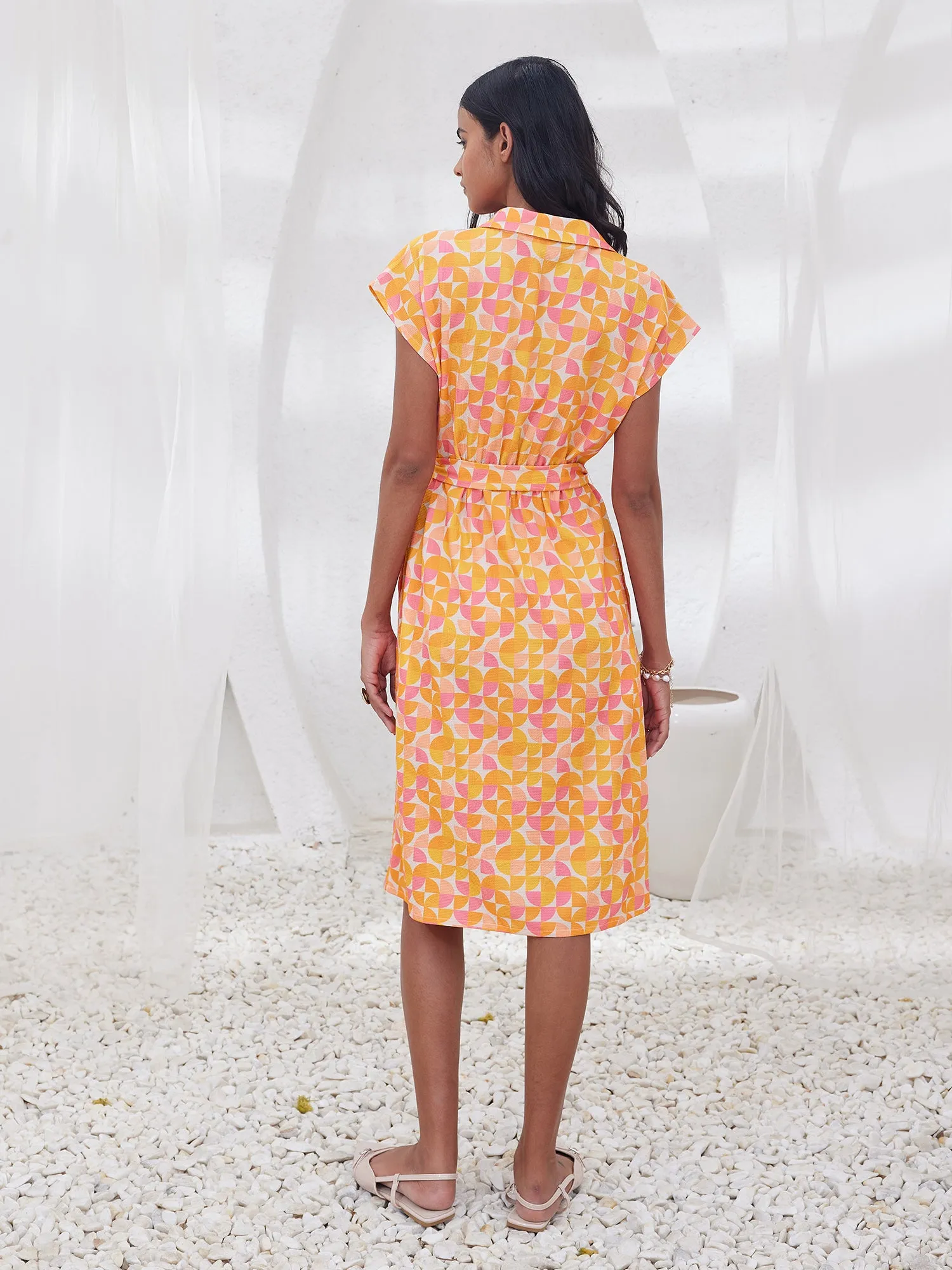 Vertex Geometric Shirt Dress - Multicolor