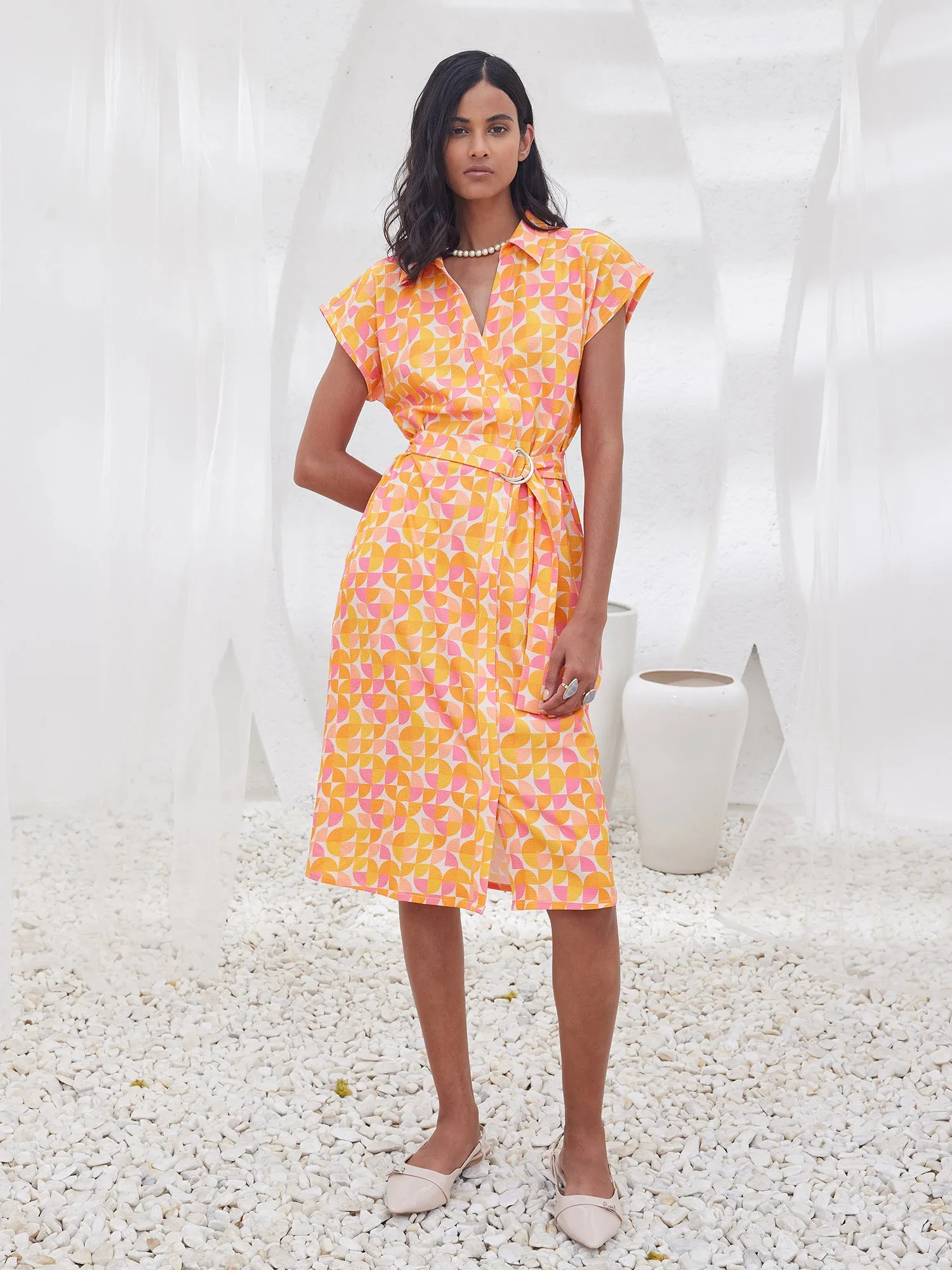 Vertex Geometric Shirt Dress - Multicolor