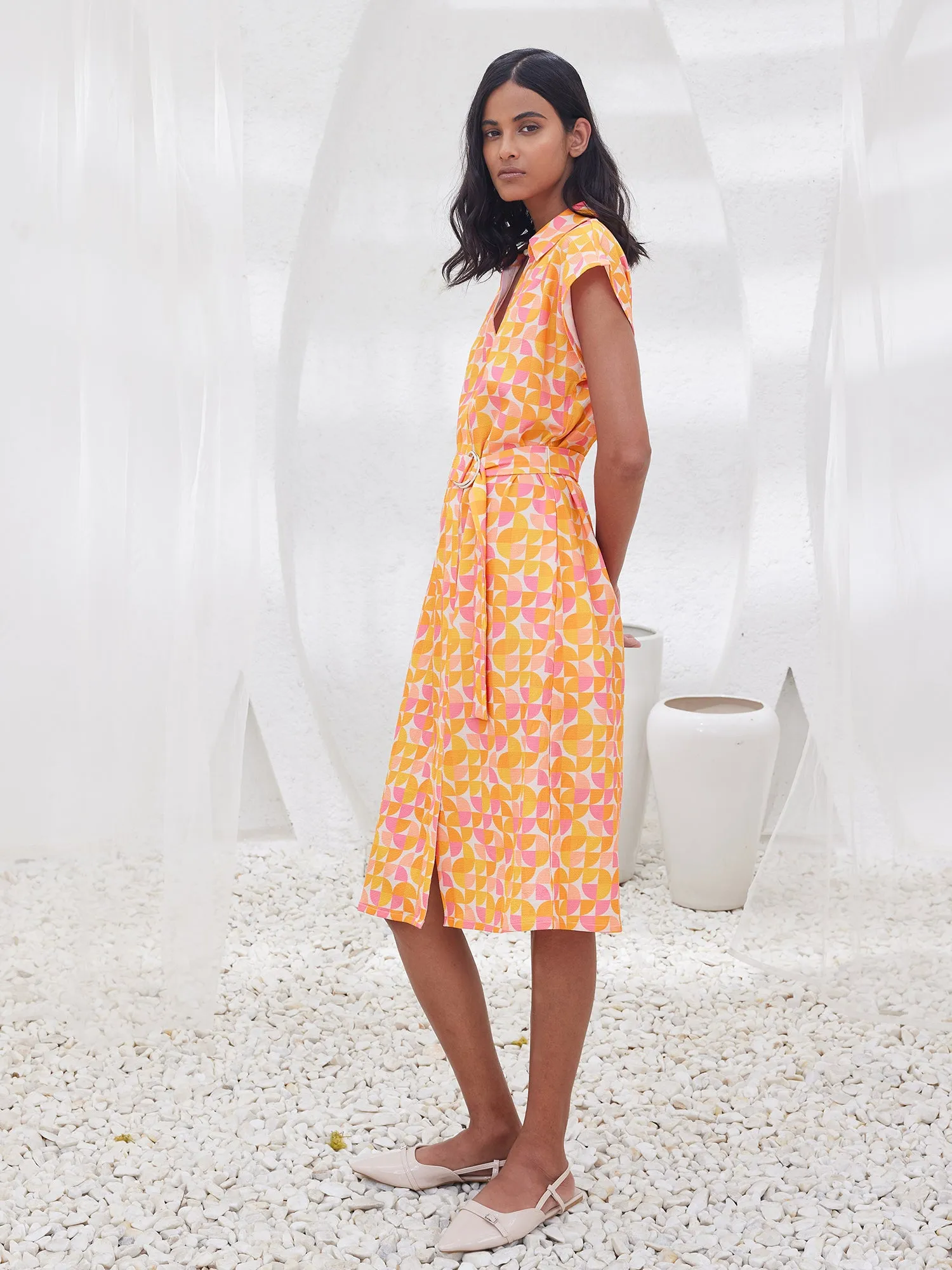 Vertex Geometric Shirt Dress - Multicolor