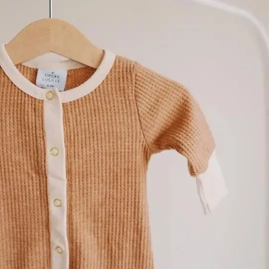 WAFFLE ROMPER - CARAMEL