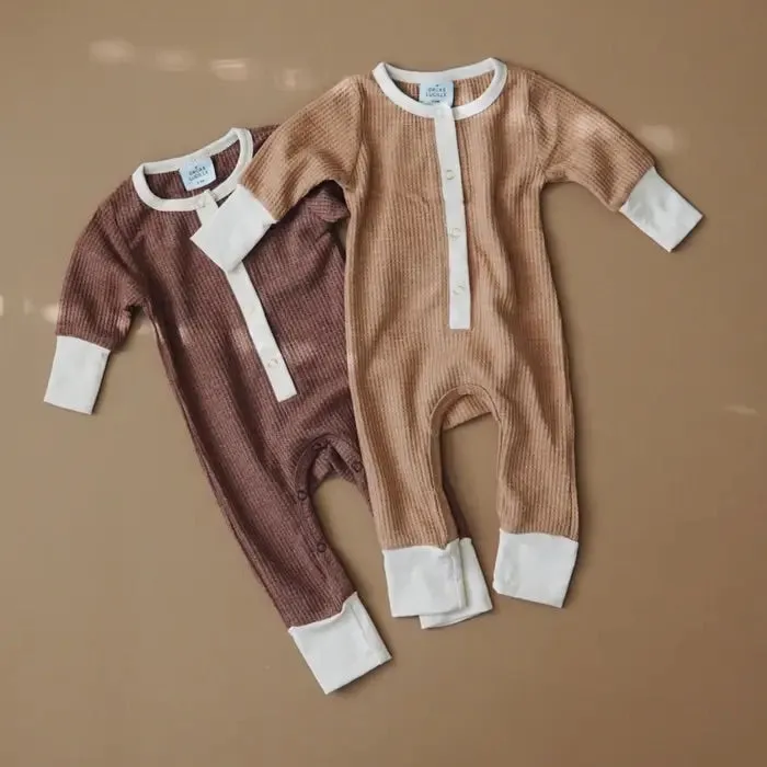WAFFLE ROMPER - CARAMEL
