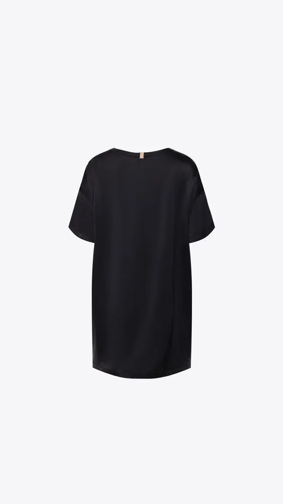 Washable Silk Oversized Sleep Tee - Immersed Black