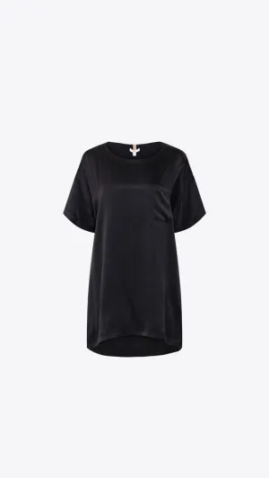 Washable Silk Oversized Sleep Tee - Immersed Black
