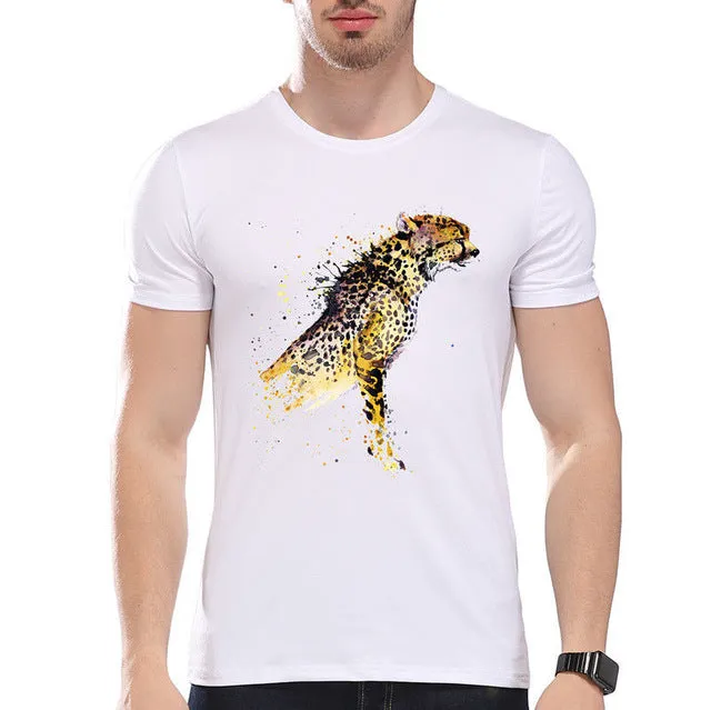 Watercolor Beautiful Artsy Cheetah Big Cat Cute Funny Joke Men T Shirt Tee
