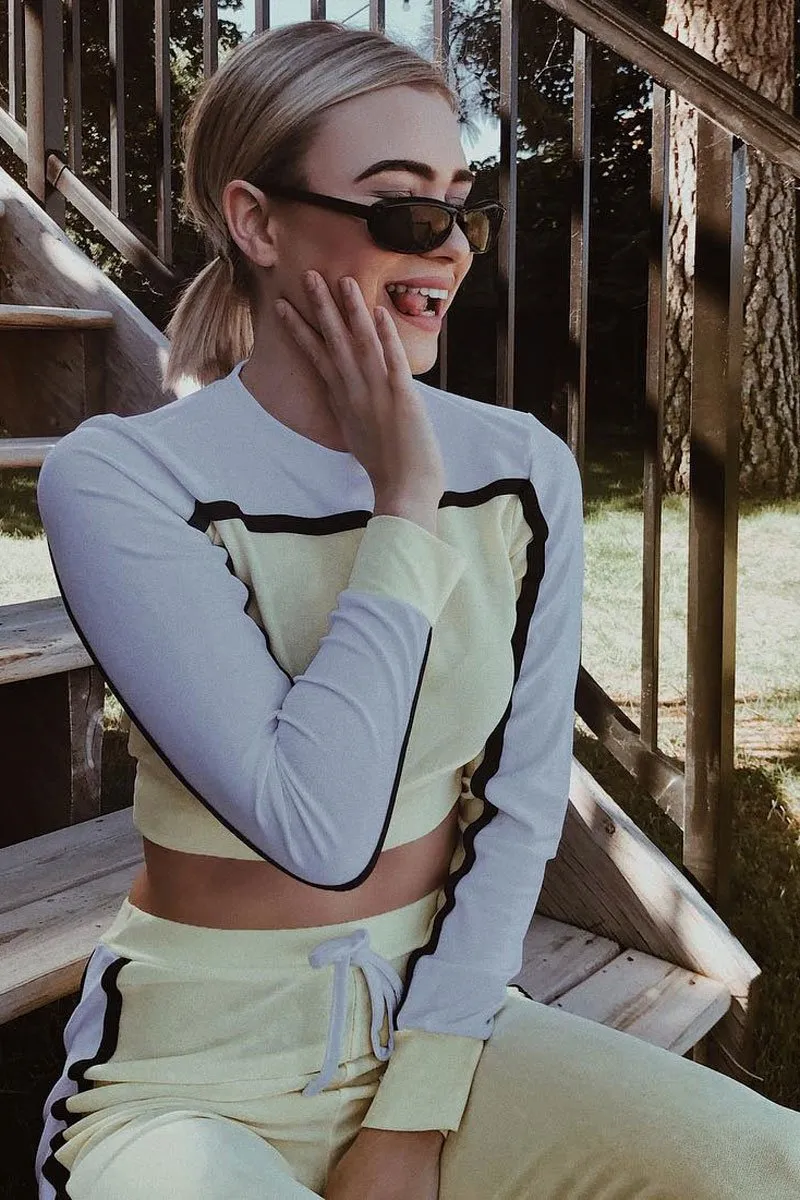 White and Yellow Colour Block Tracksuit - Adryanna