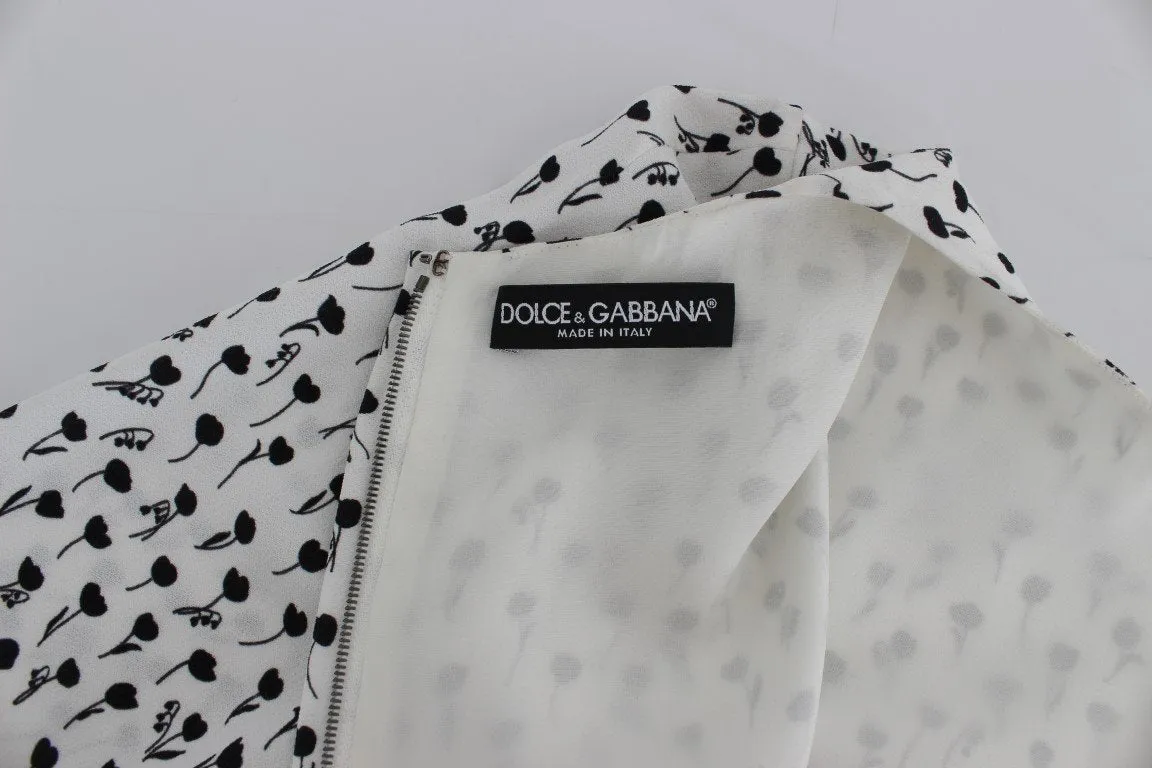 White Black Floral A-Line Shift Dress