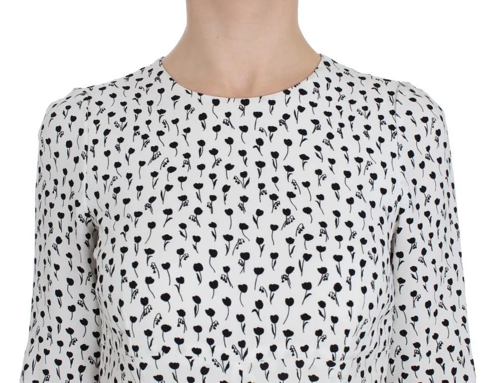 White Black Floral A-Line Shift Dress