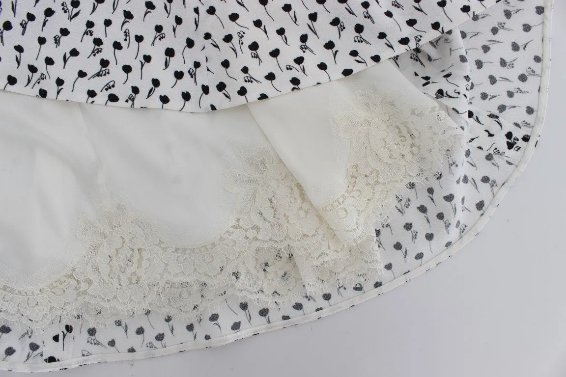 White Black Floral A-Line Shift Dress
