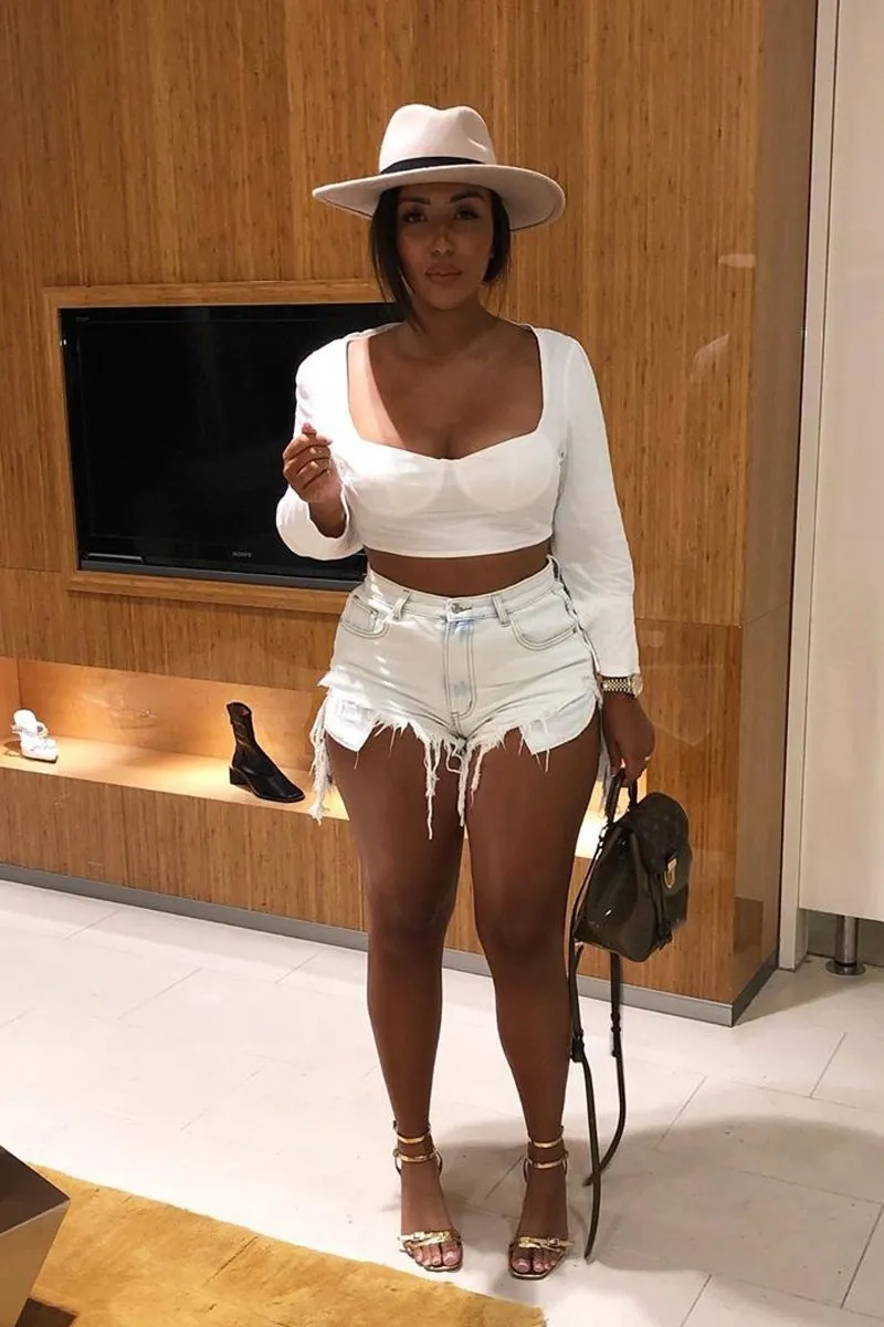 White Cropped Bustier Crop Top - Mara