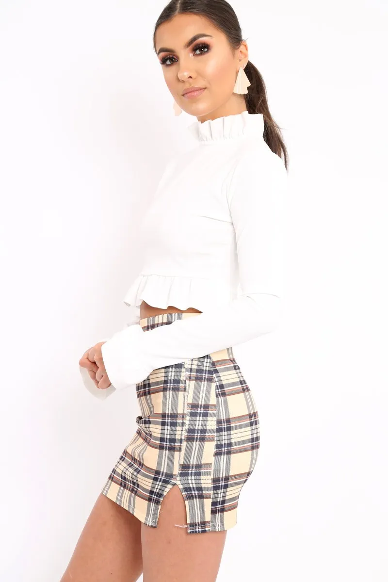 White Ruffle Hem Crop Top - Frankie