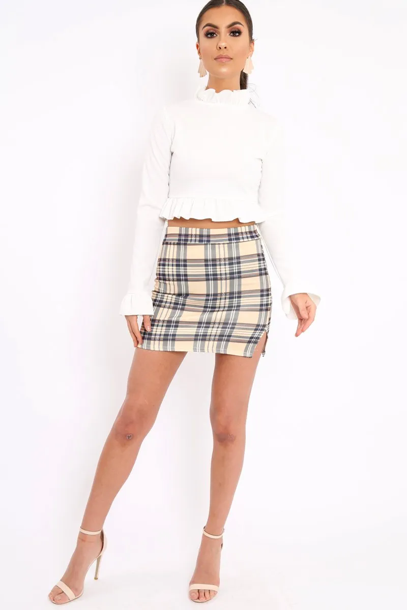 White Ruffle Hem Crop Top - Frankie