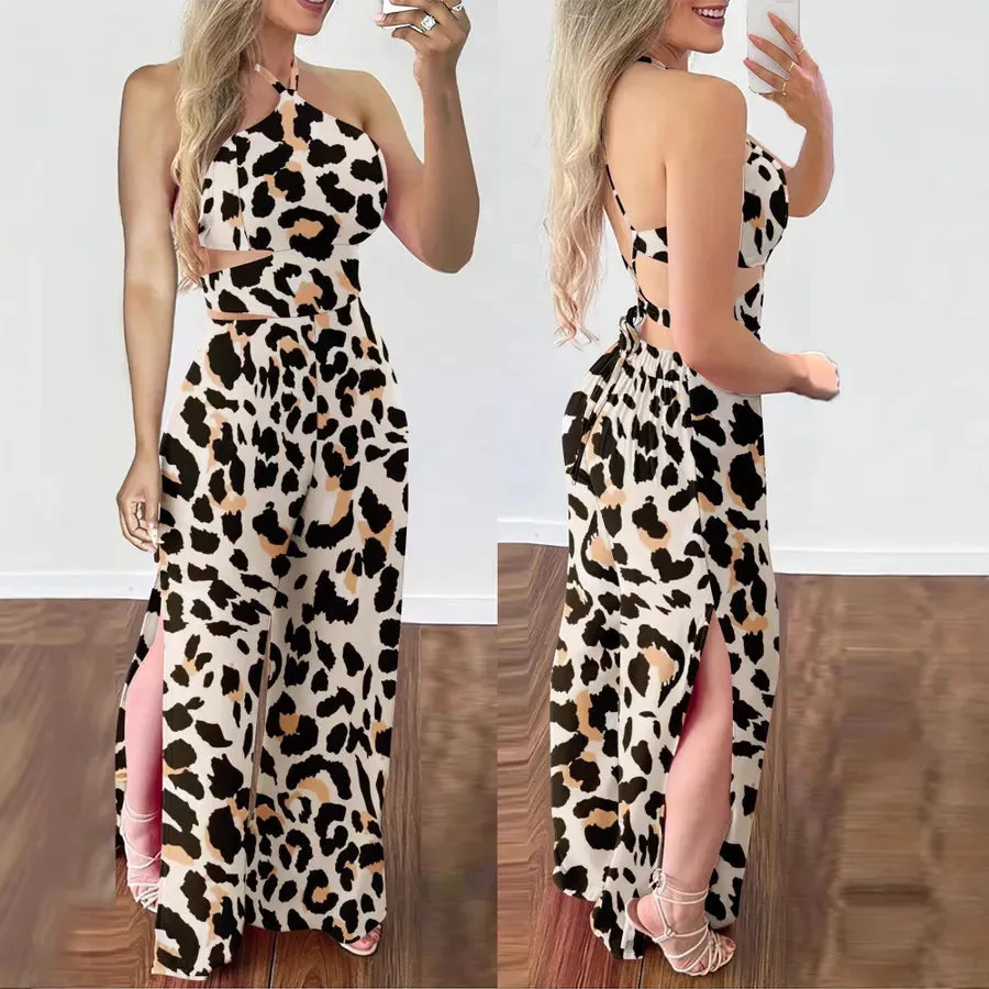 Wholesale Women's Streetwear Leopard Sleeveless Bodysuits