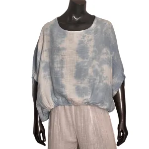 Wide Body Gauze Top - Sky Blue Cloud Dye