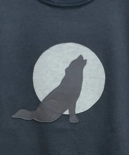 Wolf Applique T-shirt - unisex - Washed Navy